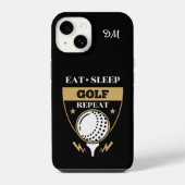 Coque Pour iPhone 14 Monogramme Manger Dormir Golf Répéter (Verso)
