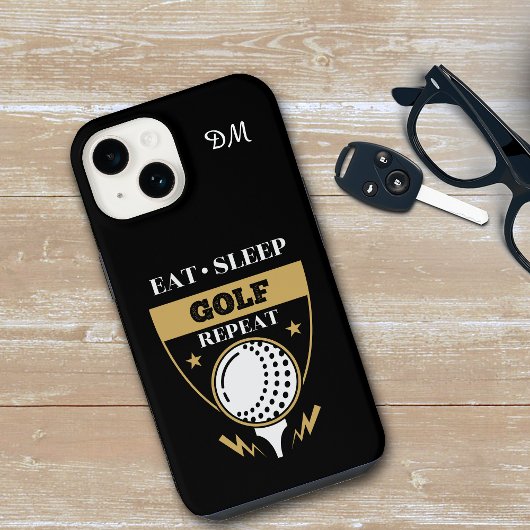 Coque Pour iPhone 14 Monogramme Manger Dormir Golf Répéter