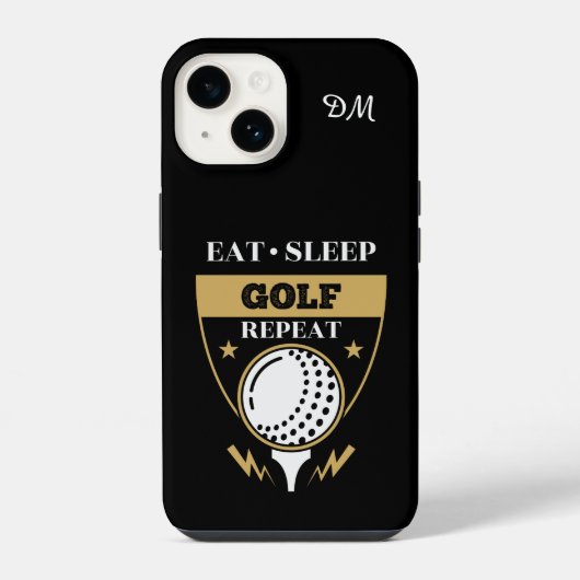 Coque Pour iPhone 14 Monogramme Manger Sleep Golf Répéter (Verso)