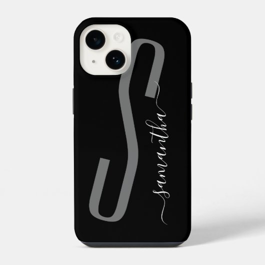 Coque Pour iPhone 14 Monogramme manuscrit moderne (Verso)