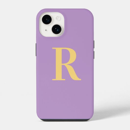 Coque Pour iPhone 14 Monogramme minimal Lilac violet moderne (Verso)