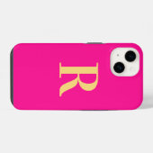 Coque Pour iPhone 14 Monogramme Minimal Moderne Rose Chaud (Verso Horizontal)