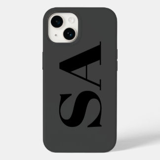 Coque Pour iPhone 14 monogramme minimal noir moderne