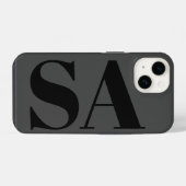 Coque Pour iPhone 14 monogramme minimal noir moderne (Verso Horizontal)