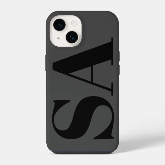 Coque Pour iPhone 14 monogramme minimal noir moderne (Verso)