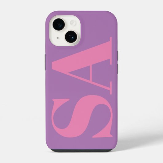 Coque Pour iPhone 14 Monogramme minimal rose moderne (Verso)