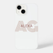 Coque Pour iPhone 14 Monogramme moderne beige et vin (Verso)