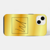 Coque Pour iPhone 14 Monogramme Moderne Couleur Or Initiale (Verso Horizontal)