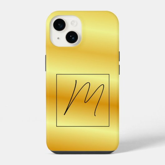 Coque Pour iPhone 14 Monogramme Moderne Couleur Or Initiale (Verso)