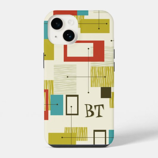 Coque Pour iPhone 14 Monogramme moderne du milieu du siècle Personnalis (Verso)