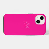Coque Pour iPhone 14 Monogramme moderne rose chaud (Verso Horizontal)