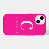 Coque Pour iPhone 14 Monogramme moderne rose chaud (Verso Horizontal)
