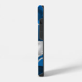 Coque Pour iPhone 14 Monogramme moderne Royal Blue et Silver Agate (Côté gauche)