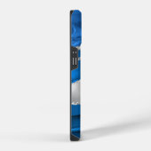 Coque Pour iPhone 14 Monogramme moderne Royal Blue et Silver Agate (Côté droit)