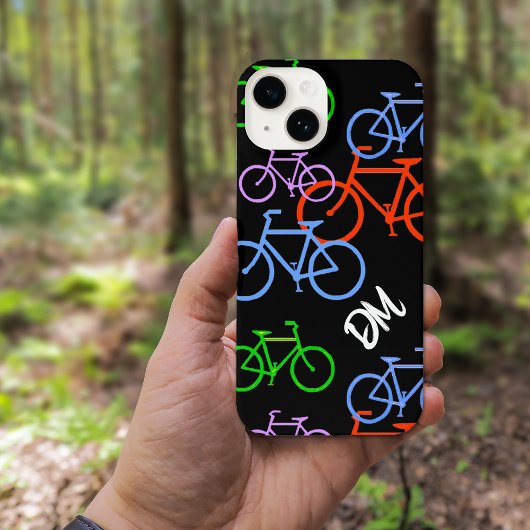 Coque Pour iPhone 14 Monogramme Motif de bicyclettes lumineuses