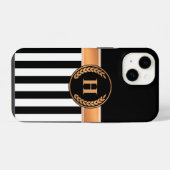 Coque Pour iPhone 14 Monogramme noir et doré (Verso Horizontal)