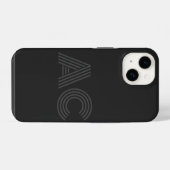 Coque Pour iPhone 14 Monogramme noir et gris moderne (Verso Horizontal)