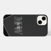 Coque Pour iPhone 14 Monogramme noir gris artistique moderne (Verso Horizontal)