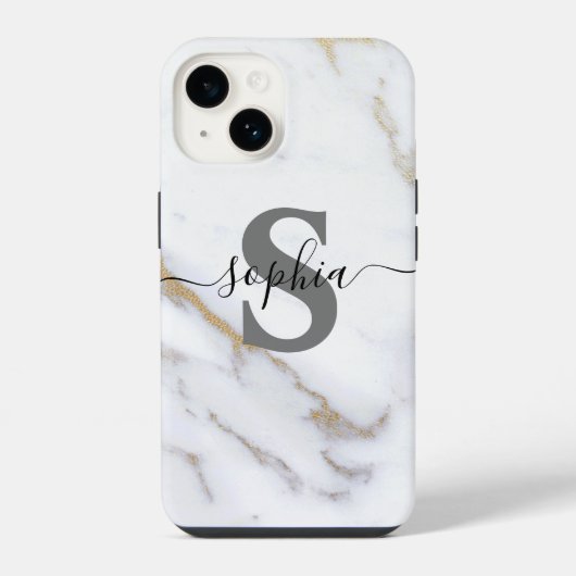 Coque Pour iPhone 14  Monogramme Nom Initial Personnalisé (Verso)