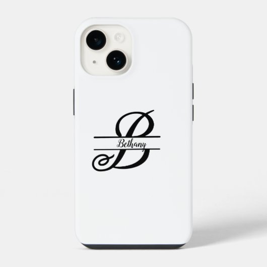 Coque Pour iPhone 14 Monogramme partagé A-Z noir et blanc (Verso)