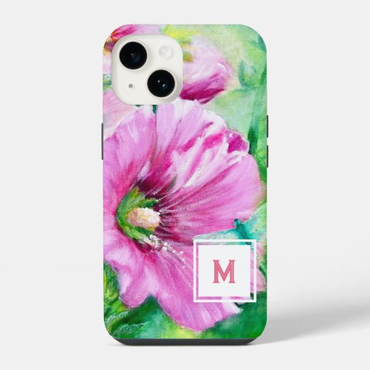 Coque Pour iPhone 14 Monogramme rose (Verso)