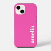 Coque Pour iPhone 14 Monogramme rose chaud personnalisé (Verso)