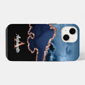 Coque Pour iPhone 14 Monogramme Rose Gold Agate (Verso Horizontal)