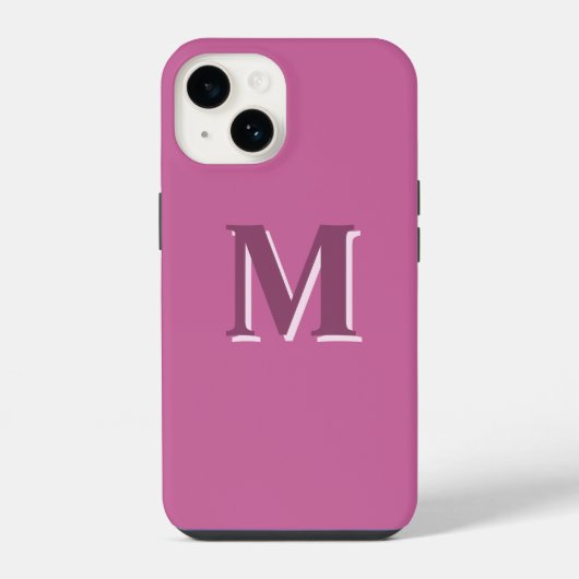 Coque Pour iPhone 14 monogramme rose vif (Verso)