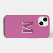 Coque Pour iPhone 14 monogramme rose vif uni  (Verso Horizontal)
