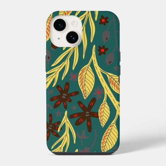 Coque Pour iPhone 14 Monogramme rustique Floral (Verso)