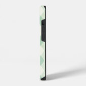 Coque Pour iPhone 14 Monogramme simple encadré sur gingham vert et blan (Côté gauche)