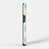 Coque Pour iPhone 14 Monogramme simple encadré sur gingham vert et blan (Côté droit)