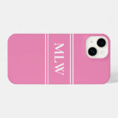 Coque Pour iPhone 14 Monogramme simple rose et blanc (Verso Horizontal)