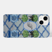 Coque Pour iPhone 14 Monogramme Topiary Ginger Jars iPhone / coque ipad (Verso (horizontal))