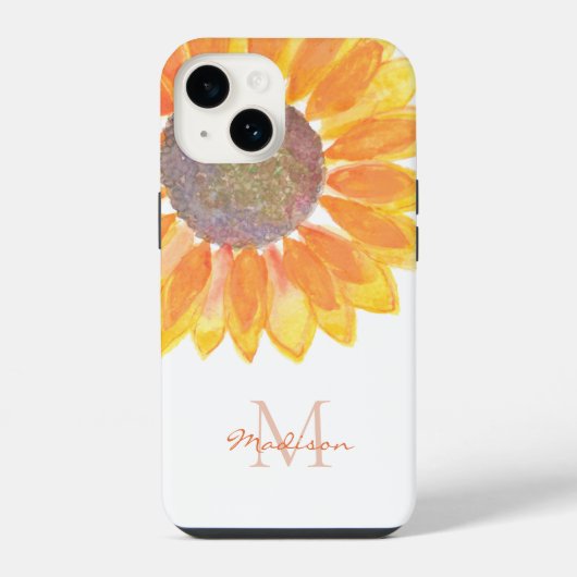 Coque Pour iPhone 14 Monogramme Tournesol (Verso)
