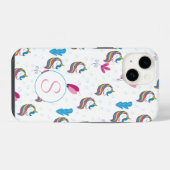 Coque Pour iPhone 14 Monogramme Unicorne Whimsical Fun (Verso Horizontal)