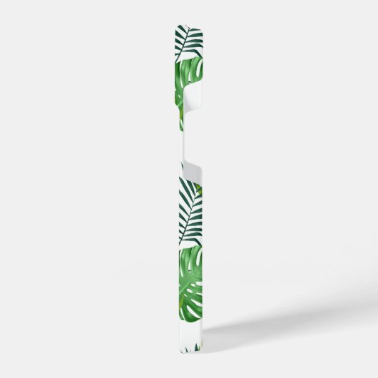Coque Pour iPhone 14 Monogramme vert Feuille tropicaux (Côté gauche)