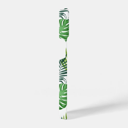 Coque Pour iPhone 14 Monogramme vert Feuille tropicaux (Côté droit)