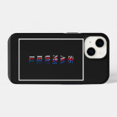 Coque Pour iPhone 14 Monogramme vertical moderne noir blanc (Verso Horizontal)