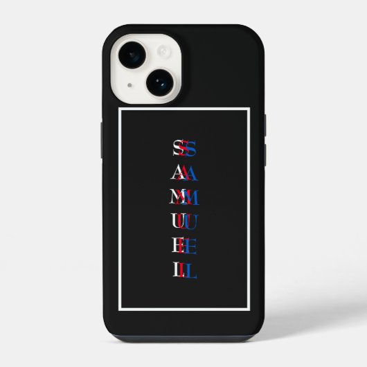 Coque Pour iPhone 14 Monogramme vertical moderne noir blanc (Verso)