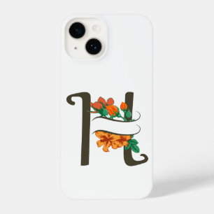 Coque Pour iPhone 14 Monographie florale H lettre majuscule
