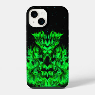 Coque Pour iPhone 14 Monstres de flammes vertes dans le ciel étoilé