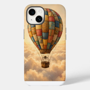 Coque Pour iPhone 14 Montgolfière Vintage Lever de Soleil Nuages Art de
