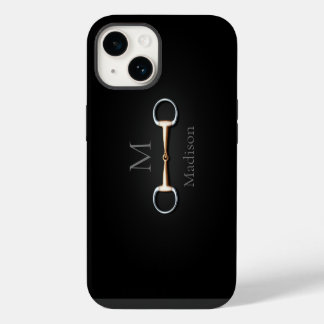 Coque Pour iPhone 14 Mors de filet à anneaux monogrammé équestre