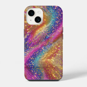 Coque Pour iPhone 14 Mosaïque de disco arc-en-ciel vibrant paillettes s