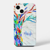 Coque Pour iPhone 14 Mosaïque de monogramme de nom (Verso)