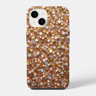 Coque Pour iPhone 14 Mosaïque géométrique de luxe en or et diamants sci