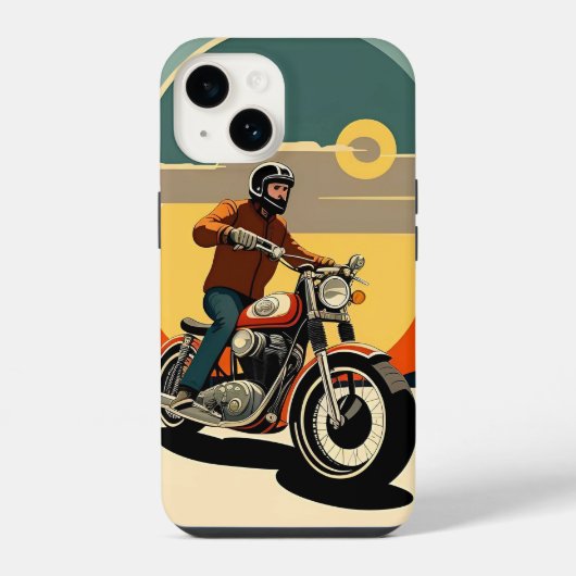 Coque Pour iPhone 14 Motard Style Rétro (Verso)