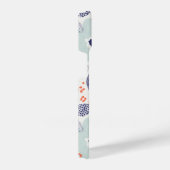 Coque Pour iPhone 14 Motif à fleurs moderne orange et bleu (Côté droit)