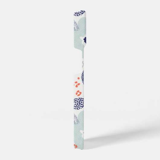 Coque Pour iPhone 14 Motif à fleurs moderne orange et bleu (Côté droit)